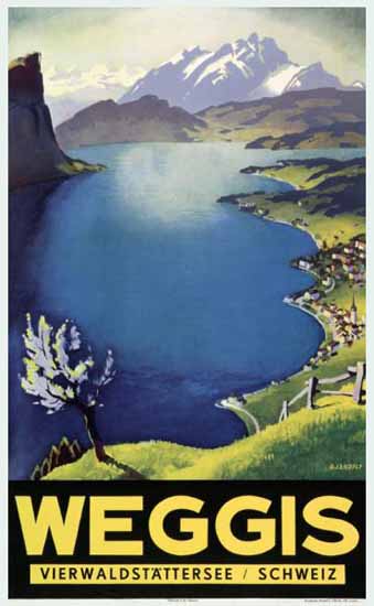 Weggis Vierwaldstaettersee Schweiz Switzerland 1938 | Vintage Travel Posters 1891-1970