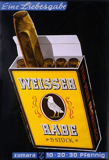 Weisser Rabe Cigars Eine Liebesgabe | Vintage Ad and Cover Art 1891-1970