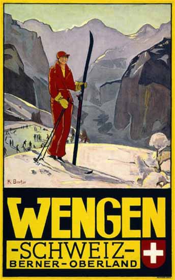 Wengen Schweiz Berner Oberland Switzerland 1930 | Vintage Travel Posters 1891-1970