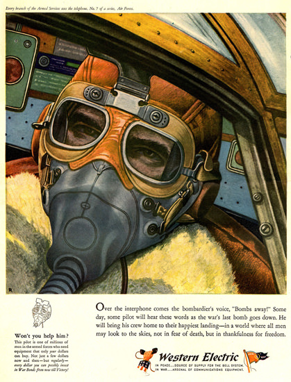 Western Electric Fighter Pilot 1943 | Vintage War Propaganda Posters 1891-1970