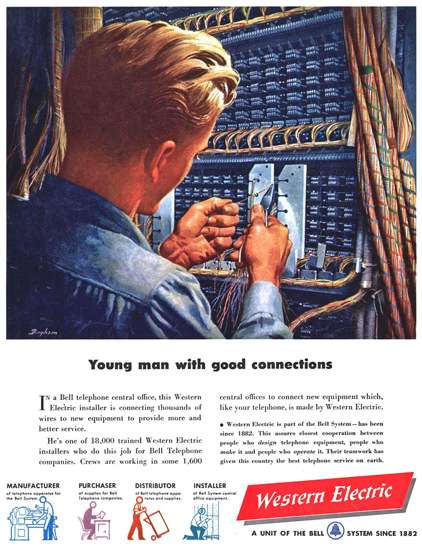 Western Electric Good Connections 1949 | Vintage Ad and Cover Art 1891-1970