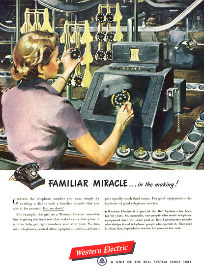 Western Electric Telephone Familiar Miracle | Vintage Ad and Cover Art 1891-1970