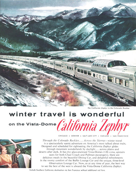 Western Pacific California Zephyr Dome 1958 | Vintage Travel Posters 1891-1970