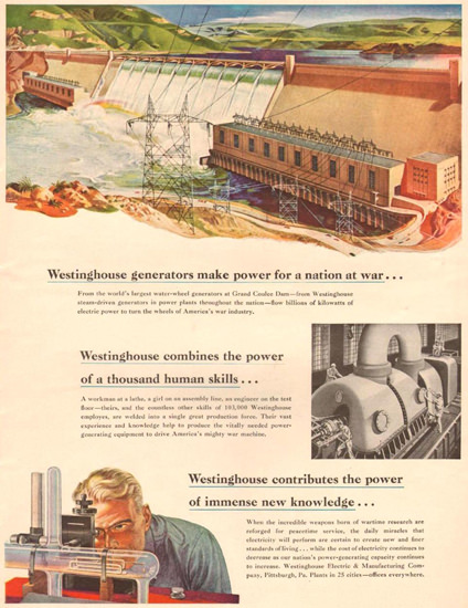 Westinghouse Generators Power 1943 | Vintage Ad and Cover Art 1891-1970