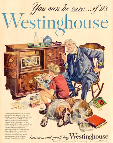 Westinghouse Radio Ted Malone ABC 1948 | Vintage Ad and Cover Art 1891-1970