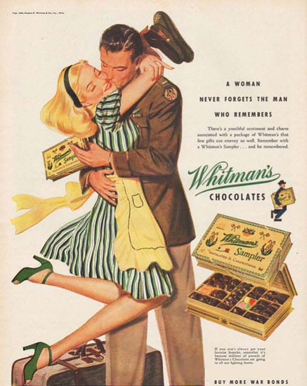 Whitemans Chocolate Kiss Woman Never Forgets | Sex Appeal Vintage Ads and Covers 1891-1970