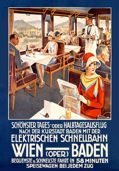 Wien Oper Baden Elektrische Schnellbahn | Vintage Travel Posters 1891-1970