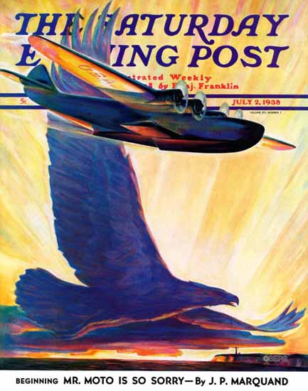 William Heaslip Saturday Evening Post Foreshadowing Flight 1938_07_02 | The Saturday Evening Post Graphic Art Covers 1931-1969