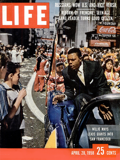 Willie Mays Giants in San Francisco 28 Apr 1958 Copyright Life Magazine | Life Magazine Color Photo Covers 1937-1970