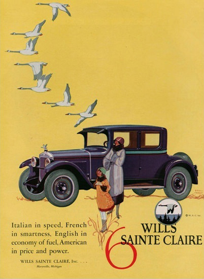 Wills Sainte Claire 6 Automobile Michigan Geese | Vintage Cars 1891-1970