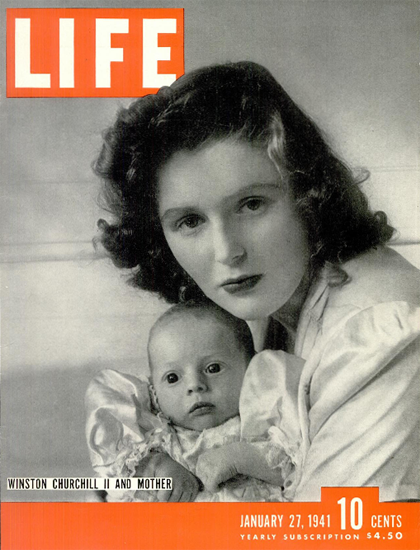 Winston Churchill II and Mother 27 Jan 1941 Copyright Life Magazine | Life Magazine BW Photo Covers 1936-1970