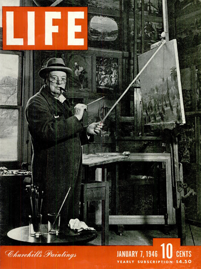 Winston Churchills Paintings 7 Jan 1946 Copyright Life Magazine | Life Magazine BW Photo Covers 1936-1970