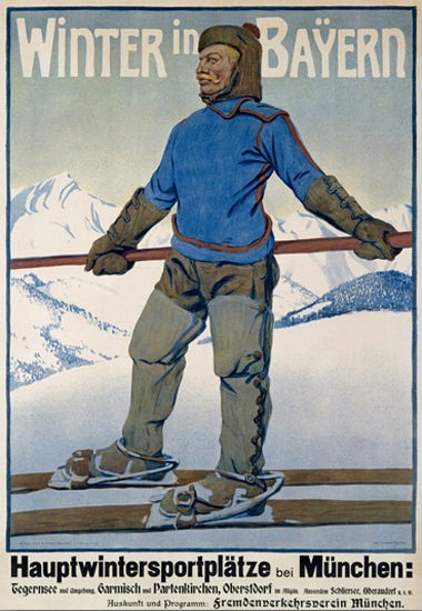 Winter In Bayern Muenchen Tegernsee Garmisch | Vintage Travel Posters 1891-1970