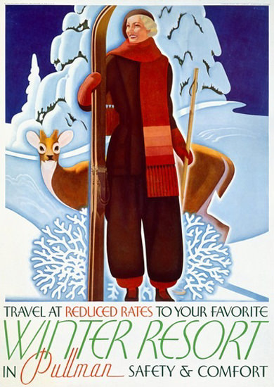 Winter Resort Travel In Pullman Wonderland | Vintage Travel Posters 1891-1970