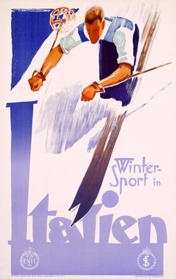 Wintersport In Italien Skiing In Italy | Vintage Travel Posters 1891-1970