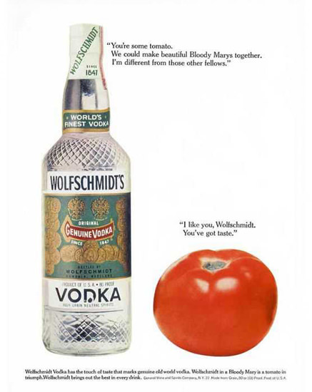 Wolfschmidts Vodka 1962 Tomato | Vintage Ad and Cover Art 1891-1970