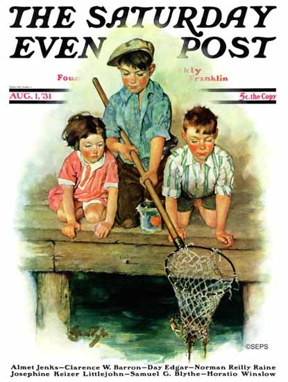 WomenArt Ellen Pyle Saturday Evening Post Crabbing 1931_08_01 | 69 Women Cover Artists and 826 Covers 1902-1970