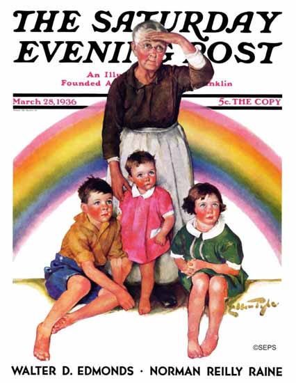 WomenArt Ellen Pyle Saturday Evening Post Rainbow 1936_03_28 | 69 Women Cover Artists and 826 Covers 1902-1970