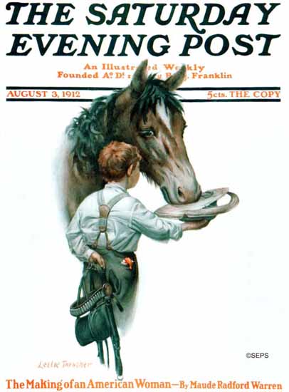 WomenArt Leslie Thrasher Cover Saturday Evening Post 1912_08_03 | 69 Women Cover Artists and 826 Covers 1902-1970