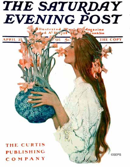 WomenArt Sarah Stilwell-Weber Cover Saturday Evening Post 1907_04_27 | 69 Women Cover Artists and 826 Covers 1902-1970