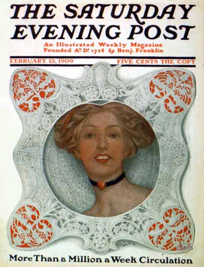 WomenArt Sarah Stilwell-Weber Cover Saturday Evening Post 1909_02_13 | 69 Women Cover Artists and 826 Covers 1902-1970