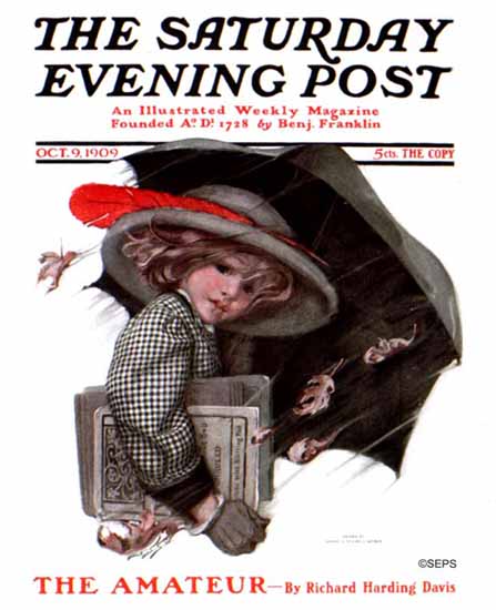 WomenArt Sarah Stilwell-Weber Cover Saturday Evening Post 1909_10_09 | 69 Women Cover Artists and 826 Covers 1902-1970