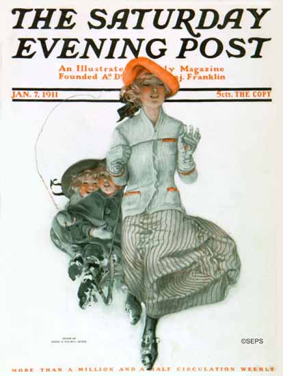 WomenArt Sarah Stilwell-Weber Cover Saturday Evening Post 1911_01_07 | 69 Women Cover Artists and 826 Covers 1902-1970