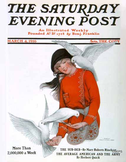 WomenArt Sarah Stilwell-Weber Cover Saturday Evening Post 1916_03_04 | 69 Women Cover Artists and 826 Covers 1902-1970