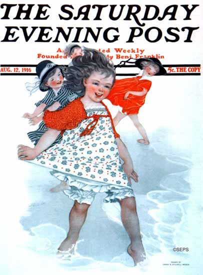 WomenArt Sarah Stilwell-Weber Cover Saturday Evening Post 1916_08_12 | 69 Women Cover Artists and 826 Covers 1902-1970