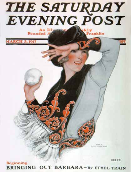 WomenArt Sarah Stilwell-Weber Cover Saturday Evening Post 1917_03_03 | 69 Women Cover Artists and 826 Covers 1902-1970