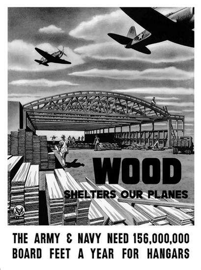 Wood Shelters Our Planes Army Aircraft Hangar | Vintage War Propaganda Posters 1891-1970