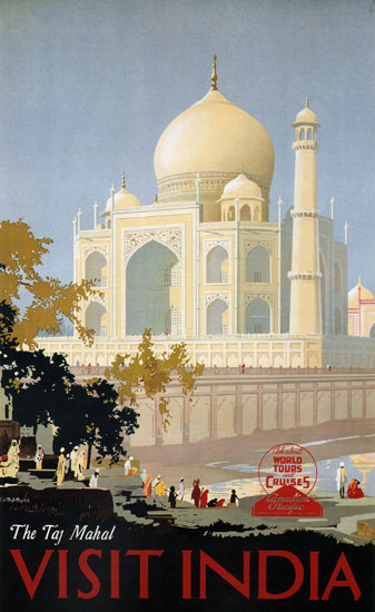 World Tour Cruises Taj Mahal Visit India Canada | Vintage Travel Posters 1891-1970