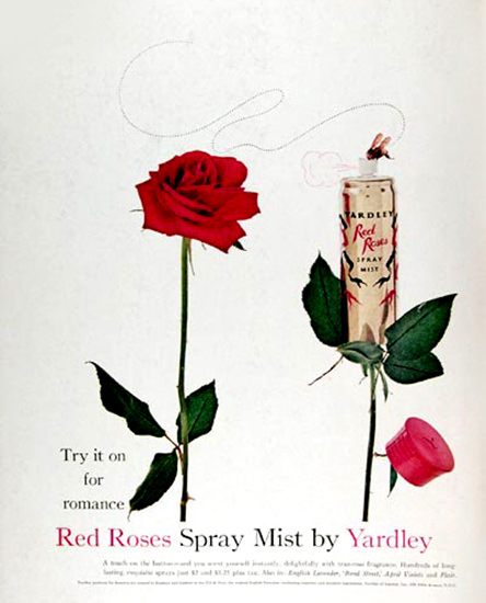 Yardley Red Roses Spray Mist 1960 Romance | Vintage Ad and Cover Art 1891-1970