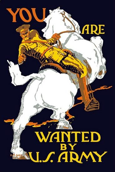 You Are Wanted By US Army Office On Horse | Vintage War Propaganda Posters 1891-1970