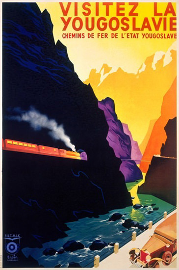 Yougoslavie Visit Yugoslavia Canyon Train | Vintage Travel Posters 1891-1970