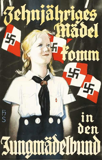 Zehnjaehriges Maedel Jungmaedelbund Hitler | Vintage War Propaganda Posters 1891-1970