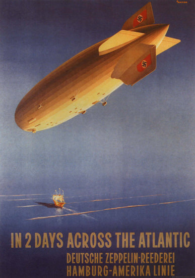 Zeppelin Hamburg-Amerika Linie Across Atlantic | Vintage Travel Posters 1891-1970