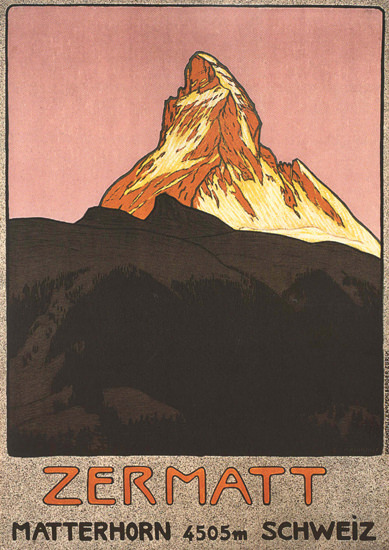 Zermatt Matterhorn 4505m Switzerland Schweiz | Vintage Travel Posters 1891-1970