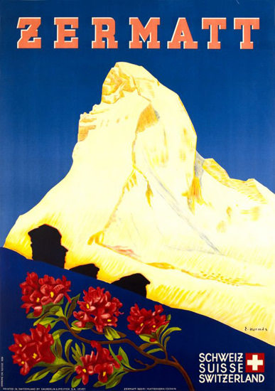 Zermatt Matterhorn Valais Suisse 1938 | Vintage Travel Posters 1891-1970