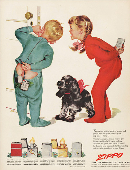 Zippo Pyjama Kids And Dog | Vintage Ad and Cover Art 1891-1970