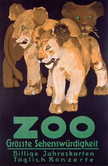 Zoo Groesste Sehenswuerdigkeit Lion Babies | Vintage Ad and Cover Art 1891-1970